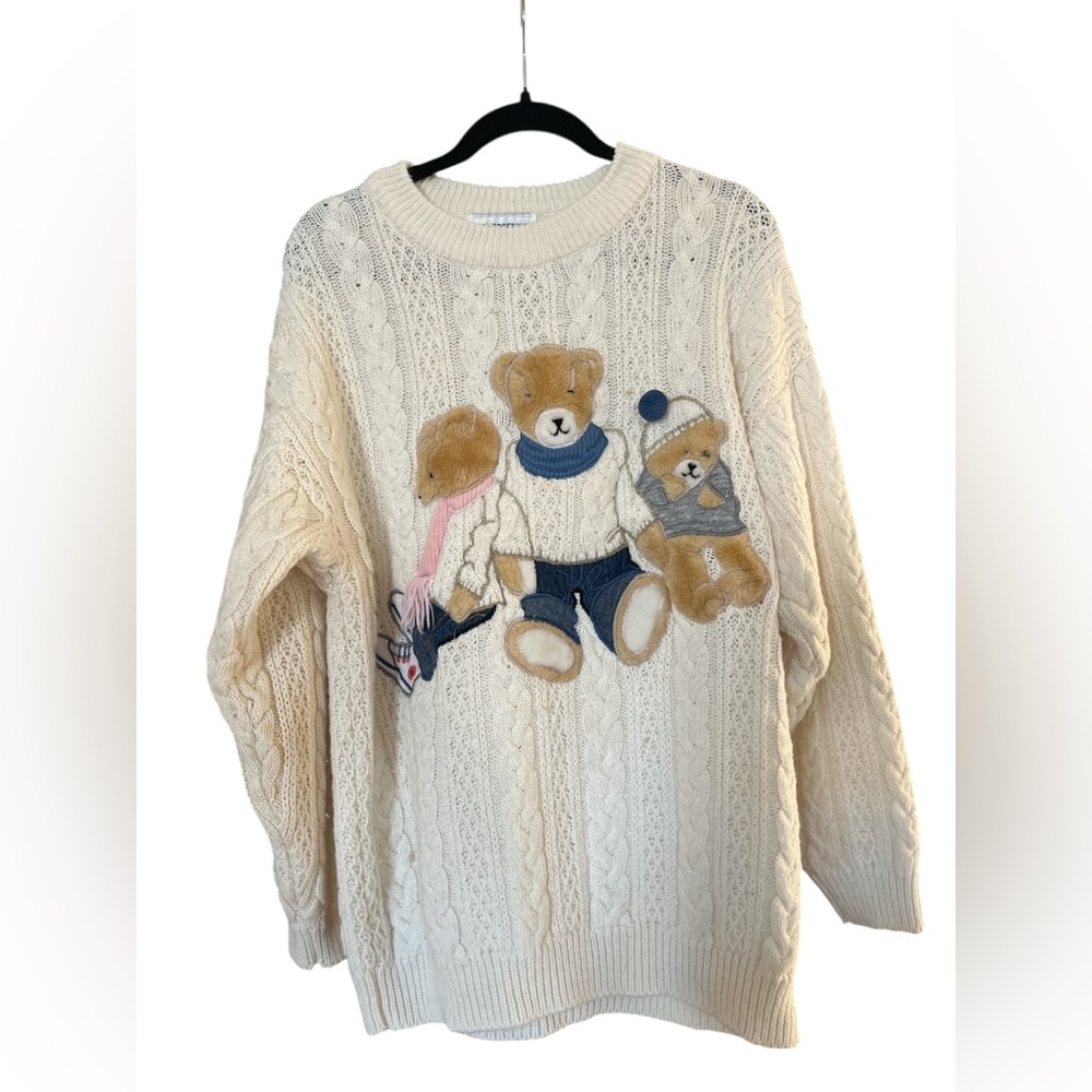 Together Cream Sweater with Bear Design